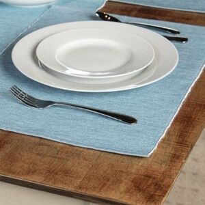 Mainstays Ribbed Chambray Table Placemat, 13 in x 18 in, Set of 9, Blue